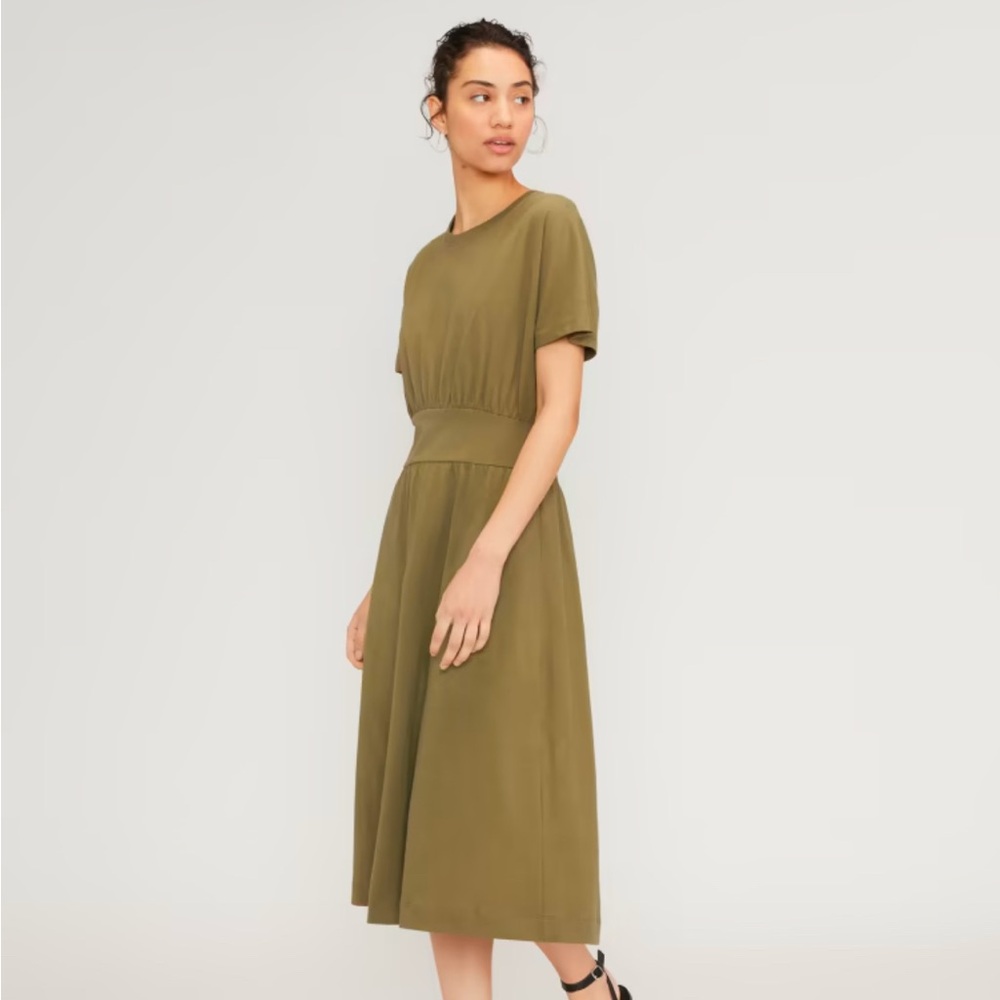 Everlane organic cotton waisted dress / XS Kalamata (green) NWT